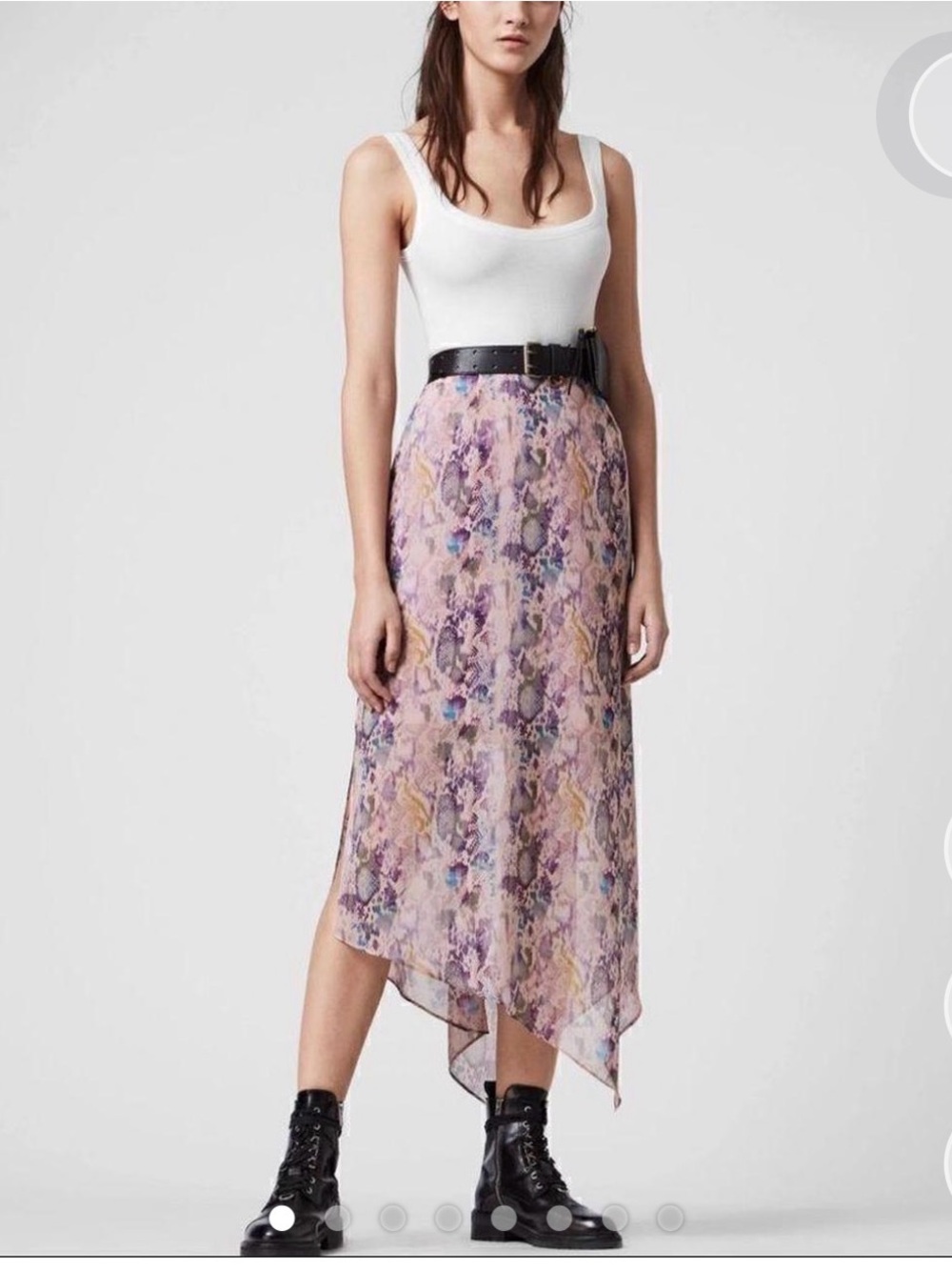 AllSaints Lavender Floral Handkerchief Maxi Skirt